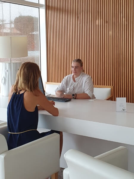 Public relations intern with guest Public relations intern with guest