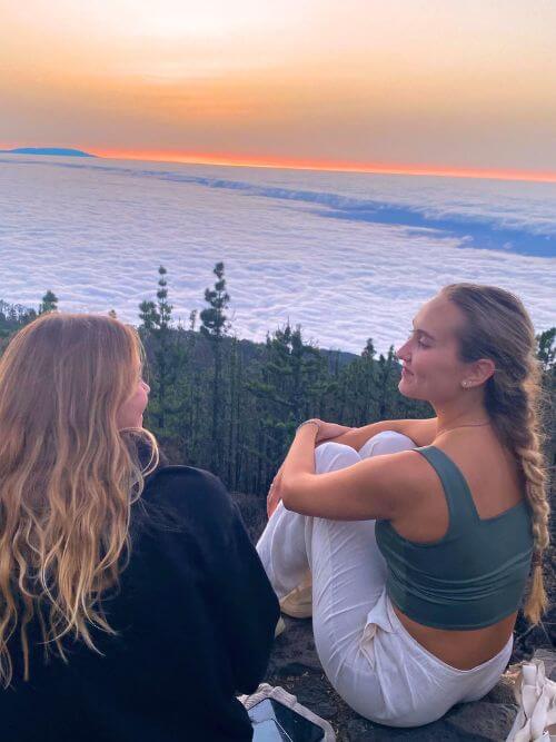 Interns enjoying a scenic outlook during their international internship abroad